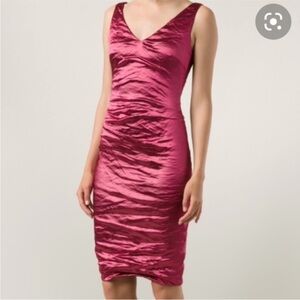 NICOLE MILLER Metallic Dress in Fuschia
